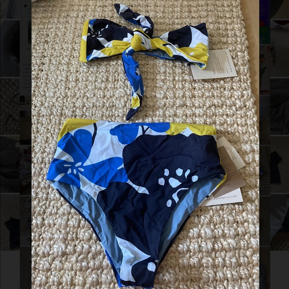 Floral Blue and Yellow Bikini Set